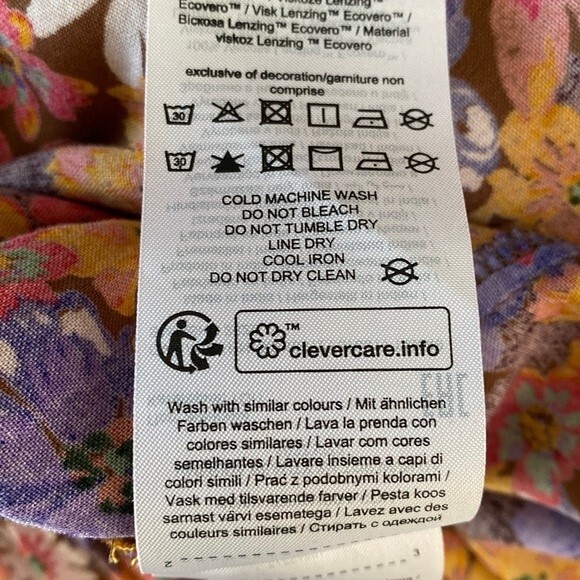 Vero Moda Multicolor Floral Peplum Smocked Top Ruffle Tie Sleeve Keyhole Back - Picture 12 of 15